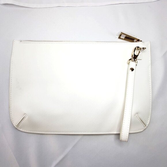 White House Black Market WHBM Floral Studded Wristlet Clutch White Purple Green - Picture 2 of 8